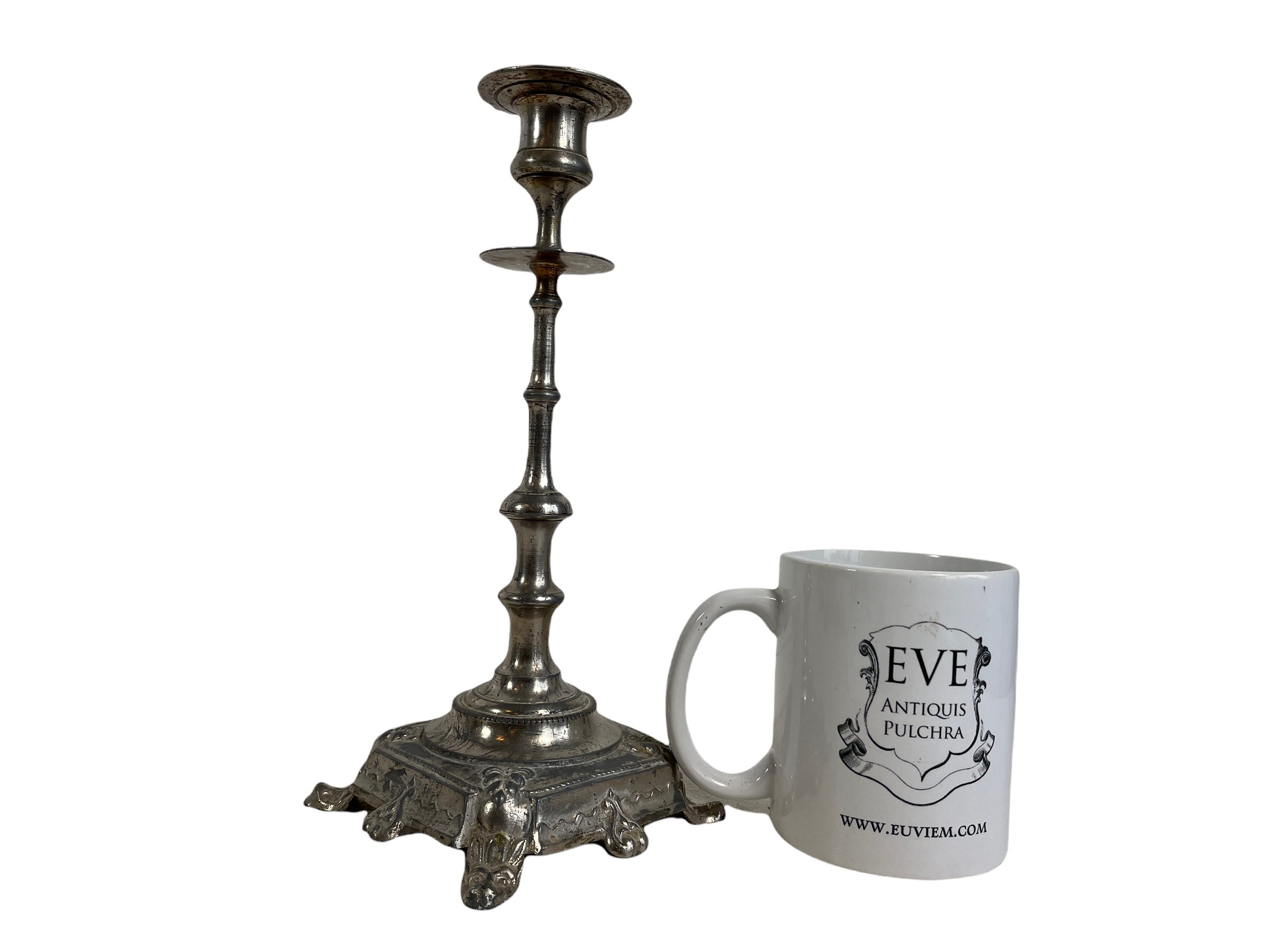 Antique French Metal Silver Standing Regal Candle Candlestick Candelabra Stick Pedestal Ornament Stand Decor c1900’s / EVE 2 Antique French Metal Silver Standing Regal Candle Candlestick Candelabra Stick Pedestal Ornament Stand Decor c1900's / EVE - Image 2