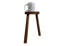 Alternative view of Vintage Stool French Traditional Rustic Rural D Wooden Brown Wood Small Stand Display Rest Plinth Seating Plant Pot Tabouret c1960's / EVE