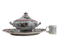 Alternative view of Vintage French Faience Onion Soup Stew Serving Tureen Traditional Large Ceramic Terrine Bowl Plate Dish Pot circa 1960-70's / EVE