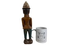 Alternative view of Vintage African Colonial Hand Carved And Painted Statue Figurine Primitive Carving Sculpture Wooden Africa Tribal Art c1970-80's / EVE