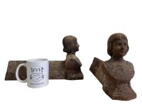 Alternative view of Antique French Young Boy Firedogs Fire Dogs Fireplace Ornament Display Open Fire Supports Iron Rusty circa 1880-1910's / EVE