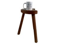 Alternative view of Vintage French Chunky Heavy Strong Kidney Shaped Stool Table Wooden Wood Seat Side Stand Flower Pot Ornament Small Tabouret c1970-80's / EVE