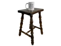 Alternative view of Vintage French Small Wooden Brown Dark Wood Natural Turned Style Leg Side Table Stand Display Rest Plinth Prop Tabouret c1970-80's / EVE