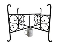 Alternative view of Vintage Moroccan Arabian Large Metal Iron Folding Table Tray Legs Black Rusty Brown Brass Copper Platter Stand Support c1960-70's / EVE