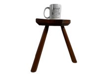 Alternative view of Vintage French Traditional Stool Small Wooden Brown Wood Small Stand Display Plinth Plant Pot Tabouret Three Legs Tripod c1940-50's / EVE
