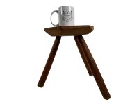 Alternative view of Vintage French Traditional Stool Small Wooden Brown Wood Small Stand Display Plinth Plant Pot Tabouret Three Legs Tripod c1940-50's / EVE
