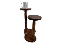 Alternative view of Vintage French Triple Pot Stand Wooden Natural Wood Large Flower Plant Ornament Plinth Display Side Table Stool Tabouret c1970-80's / EVE