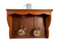 Alternative view of Vintage French Wood Wooden Brown Natural Wood Wall Fixing Pot Saucepan Hanger Kitchen Shelf Shelving Stand c1960-1970's / EVE