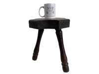 Alternative view of Vintage French Small Heavy Chunky Stool Table Wooden Wood Chair Seat Side Stand Flower Pot Ornament Display Tabouret circa 1960-70's / EVE