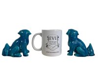 Alternative view of Antique Chinese Ceramic Aqua Blue Foo Dogs Pair Ornaments Home Decor Asian Themed Decor Matching circa 1910's / EVE