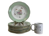 Alternative view of Vintage French Ceramic White Mint Green Flower Plate Serving Bowl Dish Lunch Sandwich Dinner Plate PRICED INDIVIDUALLY c1950's / EVE