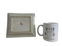 Alternative view of Antique French Black Butterfly Ceramic Square Plate Serving Dish Catch All Table Wall Decor c1920's / EVE