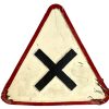 Vintage French White Red Crossroads Cross Roads Metal Roadsign Road Sign Warning Crossing Farming Farm Track c1950-60's / EVE
