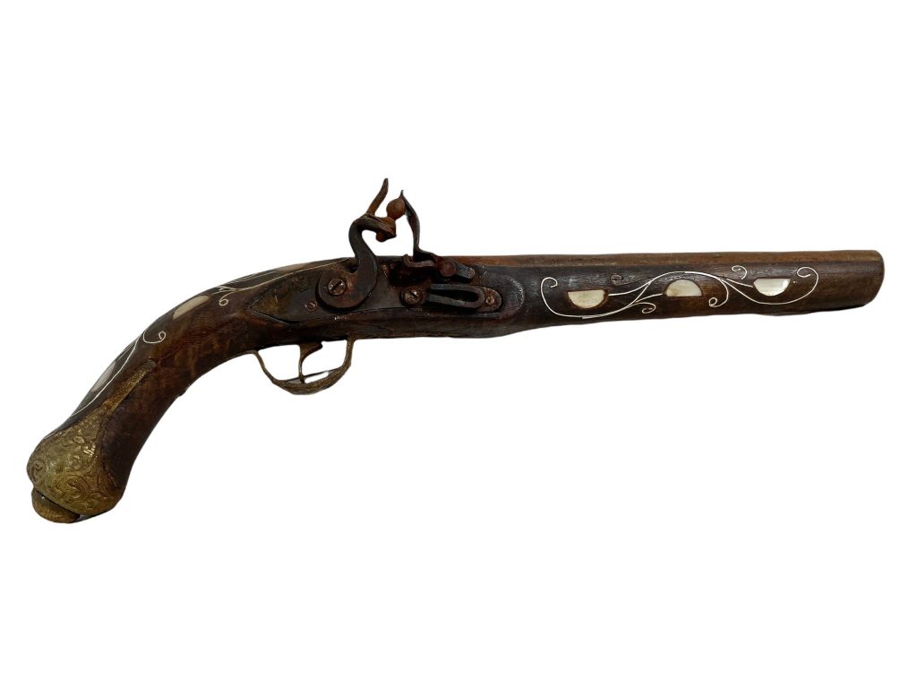 Antique French Decorative Non Functioning Pistol Musket Gun Pair Ornament Display Man Cave Wall Decor Rusty circa 1910-1920’s / EVE