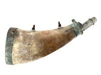 Antique French Decorative Non Functioning Pistol Musket Gun Shot Powder Filling Shotgun Ornament Display Man Cave Horn Rusty c1920's / EVE