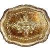 Antique Italian Florentine Florence Gold Wood Ornately Decorated Small Serving Lap Tray Handled Decoration c1910-20's / EVE