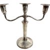 Antique English Sheffield Metal Silver Plate Standing Regal Candle Candlestick Candelabra Stick Pedestal Ornament Stand Decor c1910's / EVE