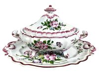 Vintage French Faience Onion Soup Stew Serving Tureen Traditional Large Ceramic Terrine Bowl Plate Dish Pot circa 1960-70's / EVE