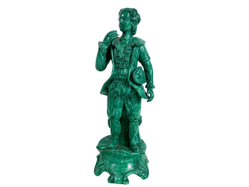 Antique French Faux Malachite Green Painted Bisque Male Gentleman Finely Dressed Figurine Ornament Period Decor c1870-1900’s / EVE