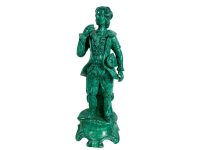 Antique French Faux Malachite Green Painted Bisque Male Gentleman Finely Dressed Figurine Ornament Period Decor c1870-1900's / EVE