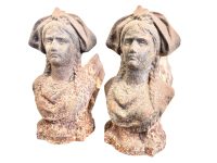 Antique French Braided Ladies Firedogs Fire Dogs Fireplace Ornament Display Open Fire Supports Iron Rusty circa 1880-1910's / EVE