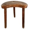 Vintage French Chunky Kidney Shaped Stool Wooden Brown Wood Milking Chair Stand Display Plinth Seating Plant Tabouret c1960-1970's / EVE