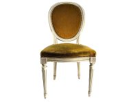 Antique French Wooden Refurbished Louis XV Style Hand Floral Carved Chair Seating Velvet Cushioned Design Mustard Yellow c1910-20's / EVE