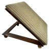 Vintage French Wooden Brown Beige Fabric Covered Adjustable Footrest Foot Rest Support Natural Wood Rest Prop c1950-1960's / EVE