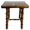 Vintage French Small Wooden Brown Dark Wood Natural Turned Style Leg Side Table Stand Display Rest Plinth Prop Tabouret c1970-80's / EVE