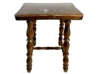Vintage French Small Wooden Brown Dark Wood Natural Turned Style Leg Side Table Stand Display Rest Plinth Prop Tabouret c1970-80's / EVE