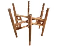 Vintage Moroccan Arabian Medium Wooden Folding Table Tray Legs Brown Wood Brass Copper Brass Platter Stand Support c1980-90's / EVE