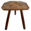 Vintage French Traditional Stool Small Wooden Brown Wood Small Stand Display Plinth Plant Pot Tabouret Three Legs Tripod c1940-50's / EVE