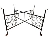 Vintage Moroccan Arabian Large Metal Iron Folding Table Tray Legs Black Rusty Brown Brass Copper Platter Stand Support c1960-70's / EVE