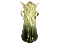 Vintage French Green Majolica Ceramic Pot Vase Container Storage Prop Decor Table Flower Flowers c1920-30's / EVE