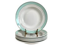 Vintage French Ceramic Porcelain White Mint Blue Flower Plate Serving Bowl Dish Lunch Dinner Plate PRICED INDIVIDUALLY c1950's / EVE