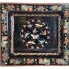 Antique French Black Butterfly Ceramic Square Plate Serving Dish Catch All Table Wall Decor c1920's / EVE
