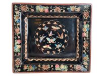 Antique French Black Butterfly Ceramic Square Plate Serving Dish Catch All Table Wall Decor c1920's / EVE