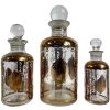Vintage French Clear Heavy Glass Small Open Mouth Bottles Carafe Perfume Decanter Vase Gold Decor circa 1970-80's / EVE