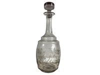 Vintage French Wine Water Spirits Clear Glass Etched Caraffe Drinks Table Decanter Jug circa 1950-60's / EVE