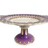 Antique French Ceramic Cake Stand Plate Platter Dish Afternoon Tea Serving Display Purple circa 1910-20's / EVE