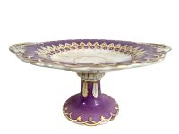 Antique French Ceramic Cake Stand Plate Platter Dish Afternoon Tea Serving Display Purple circa 1910-20's / EVE