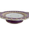 Antique French Ceramic Cake Stand Plate Platter Dish Afternoon Tea Serving Display Purple circa 1910-20's / EVE