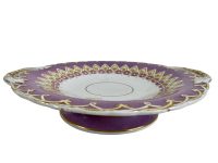 Antique French Ceramic Cake Stand Plate Platter Dish Afternoon Tea Serving Display Purple circa 1910-20's / EVE