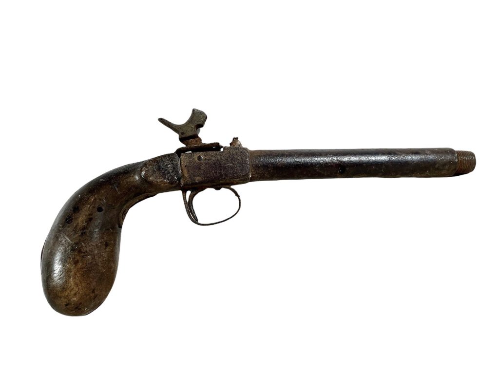 Antique French Decorative Non Functioning Pistol Musket Gun Ornament Display Man Cave Wall Decor Rusty circa 1900-1910’s / EVE