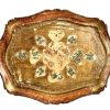 Antique Italian Florentine Florence Gold Wood Ornately Decorated Small Serving Lap Tray Handled Decoration c1910-20's / EVE