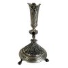 Vintage French Metal Silver Standing Regal Candle Candlestick Candelabra Stick Pedestal Ornament Stand Decor c1990's / EVE