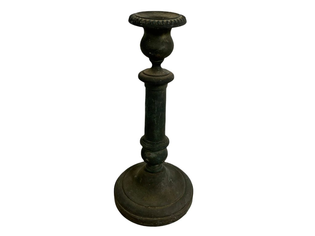 Antique French Dark Metal Standing Regal Candle Candlestick Candelabra Stick Pedestal Ornament Stand Decor c1900’s / EVE