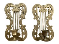 Vintage Indian Brass Wall Hanging Regal Candle Candlestick Candelabra Stick Pedestal Ornament Stand Decor c1970's / EVE