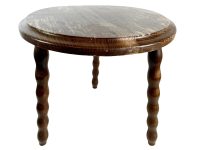 Vintage French Small Wooden Brown Dark Wood Natural Bobbin Leg Side Table Stand Display Rest Plinth Prop Tabouret c1960-70's / EVE