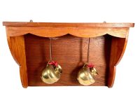 Vintage French Wood Wooden Brown Natural Wood Wall Fixing Pot Saucepan Hanger Kitchen Shelf Shelving Stand c1960-1970's / EVE